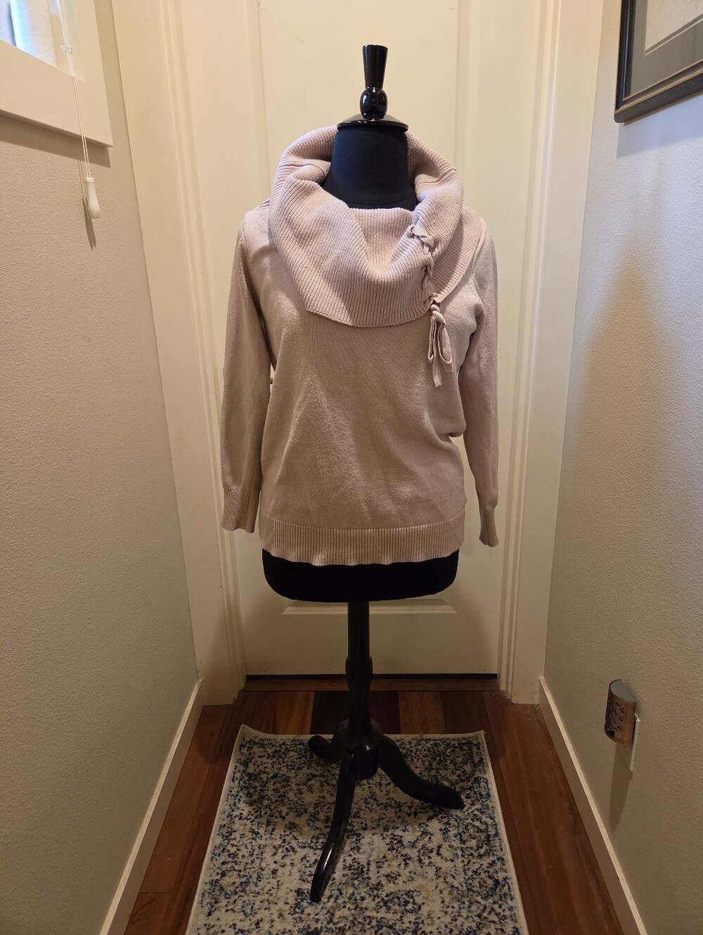 Olivia Sky Off-the-Shoulder Drawstring Sweater - Light Blush Pink